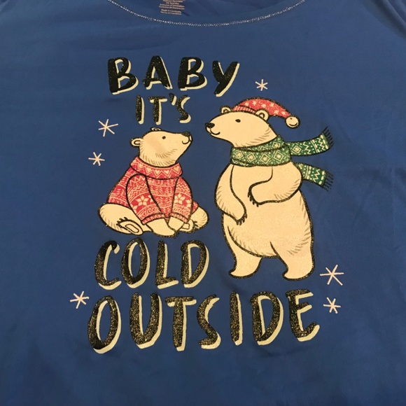 Cute Secret Treasures long sleeved blue crewneck polar bear top (2X) - Picture 8 of 12
